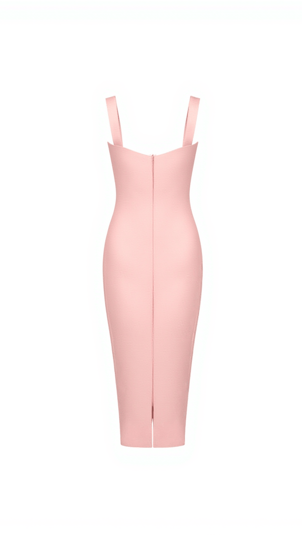 AIIZIE FINBAR PATCHWORK LACE BANDAGE DRESS IN PINK - product image