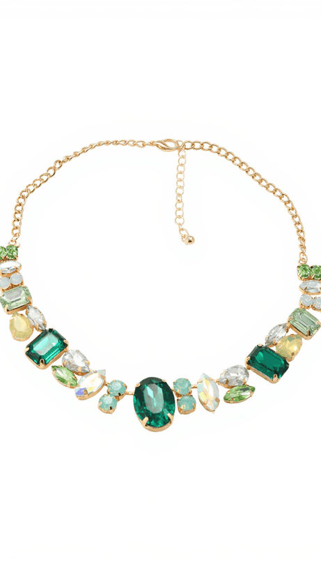 CRACO CRYSTAL EMBELLISHED NECKLACE IN GREEN