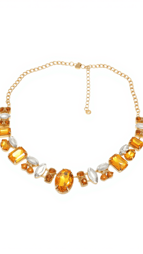 CRACO CRYSTAL EMBELLISHED NECKLACE IN YELLOW