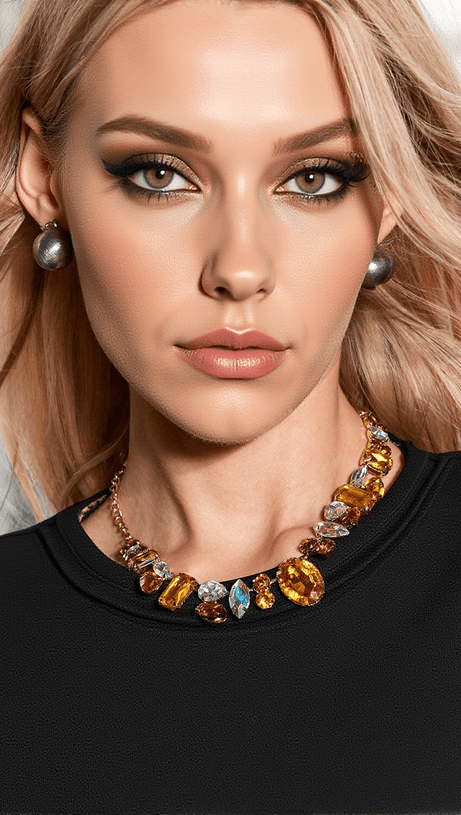 CRACO CRYSTAL EMBELLISHED NECKLACE IN YELLOW