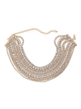 Jago Multi Layered Crystal Necklace In Gold