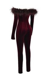 BLACK CHERRY VELVET JUMPSUIT