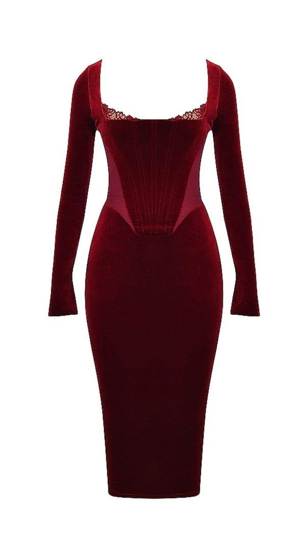 AIIZIE WINE VELVET CORSET DRESS - product image