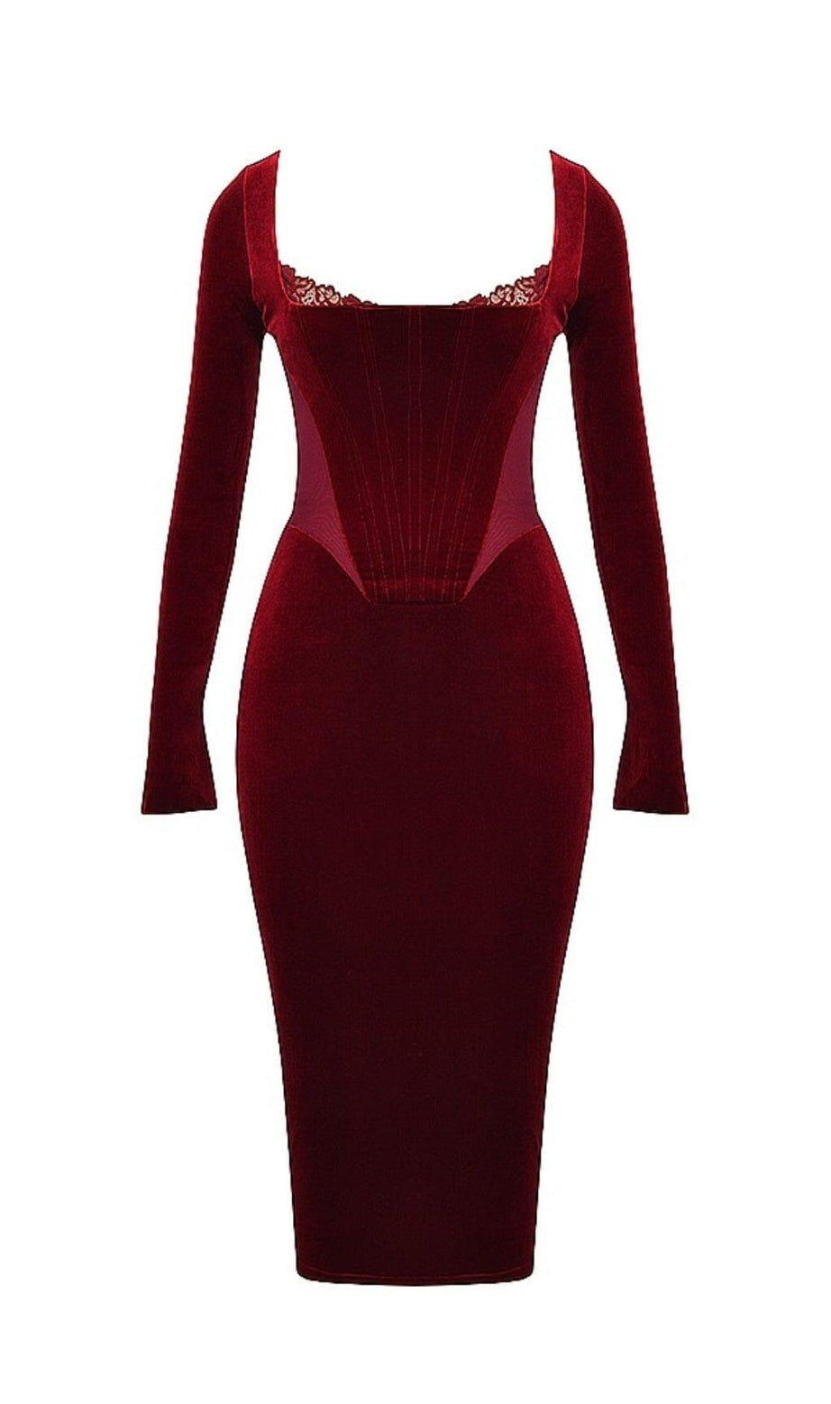 WINE VELVET CORSET DRESS