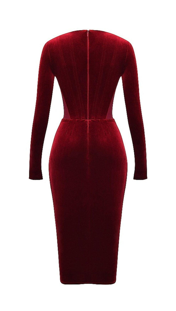 AIIZIE WINE VELVET CORSET DRESS - product image