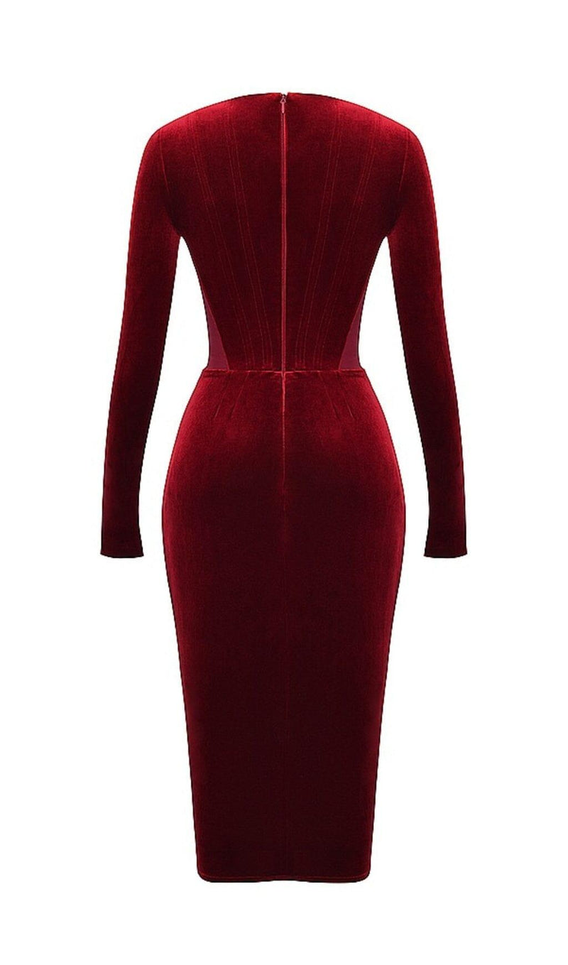 WINE VELVET CORSET DRESS