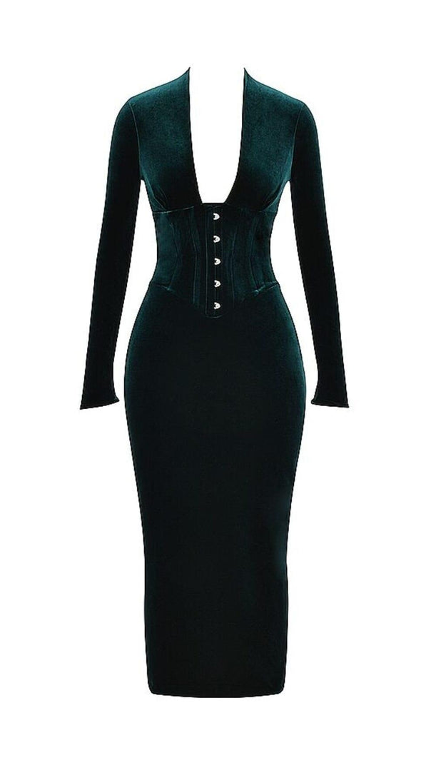 Forest Velvet Corset Dress