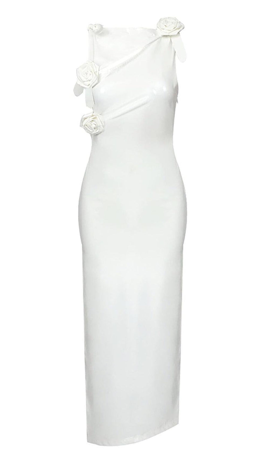 Glamouröses, hautenges Latexkleid in Weiß