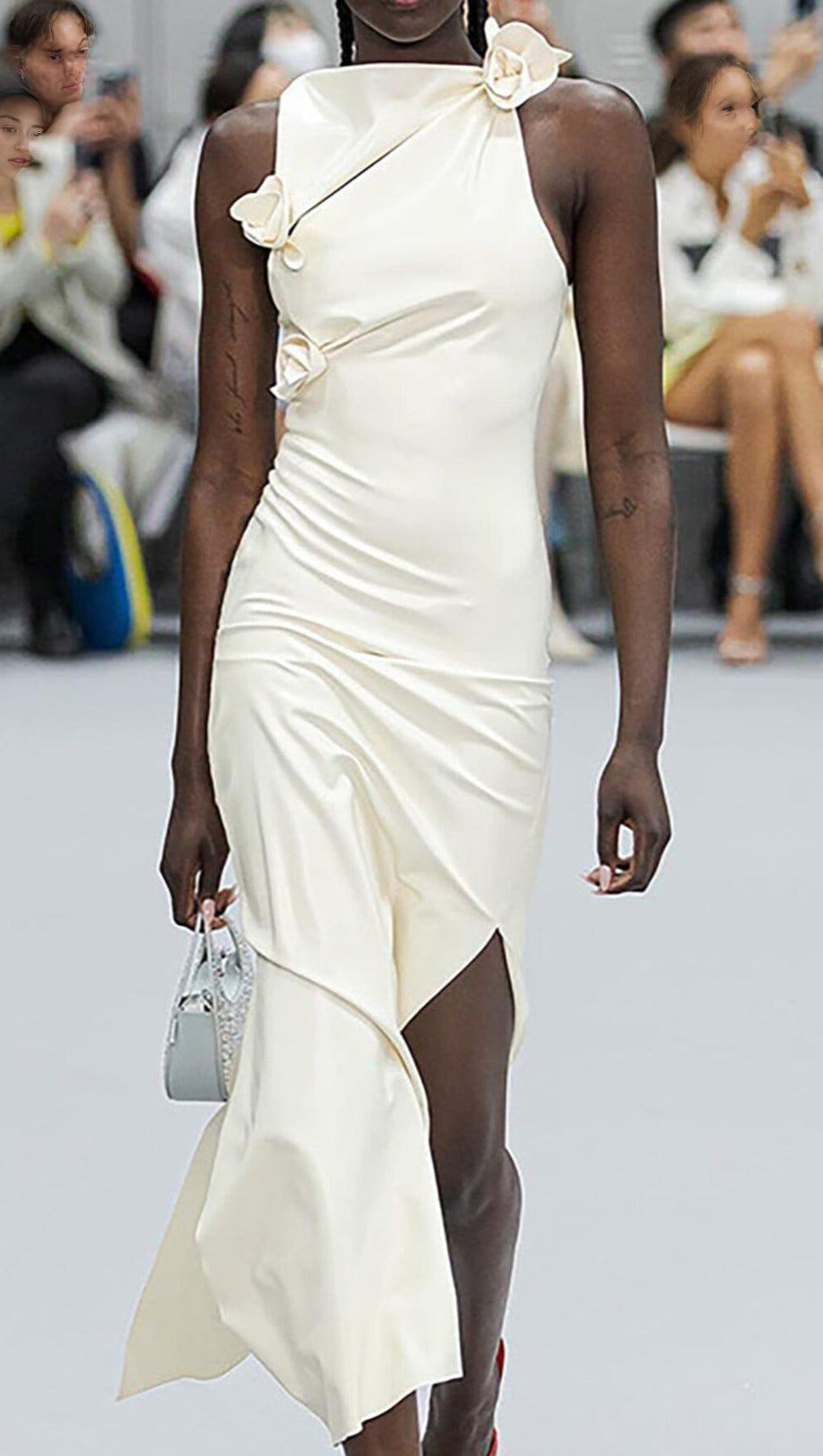 GLAM WITH EDGY SKINTIGHT LATEX GOWN IN WHITE