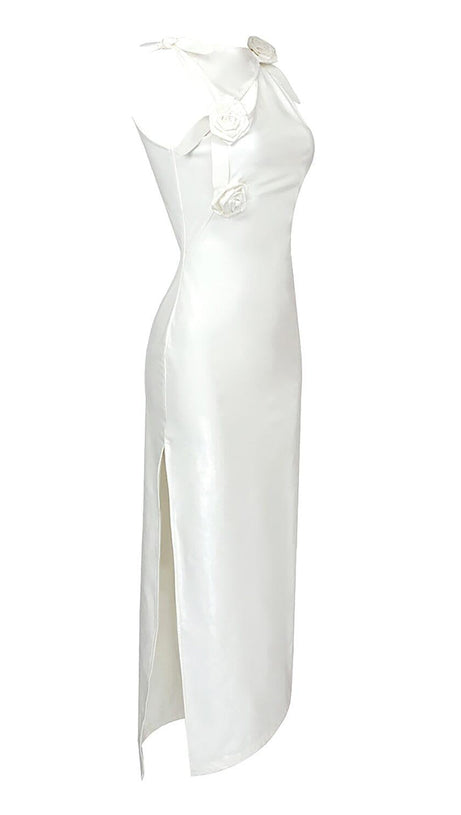 GLAM WITH EDGY SKINTIGHT LATEX GOWN IN WHITE