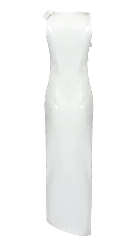 GLAM WITH EDGY SKINTIGHT LATEX GOWN IN WHITE