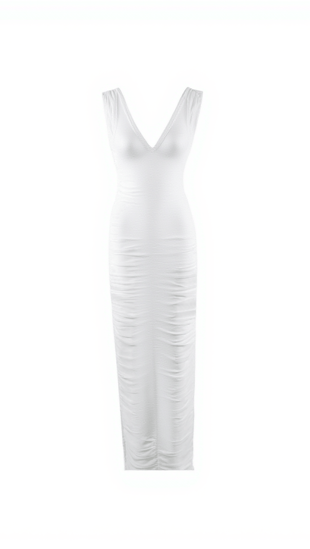 AIIZIE LUCIANO V NECK RUCHED MAXI DRESS - product image