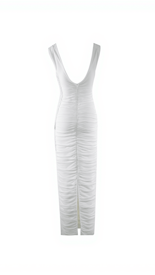 AIIZIE LUCIANO V NECK RUCHED MAXI DRESS - product image