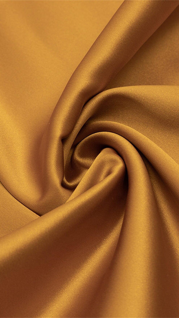 AIIZIE SATIN ONE SHOULDER LONG SLEEVES MAXI DRESS IN PAPAYA SMOOTHIE - product image