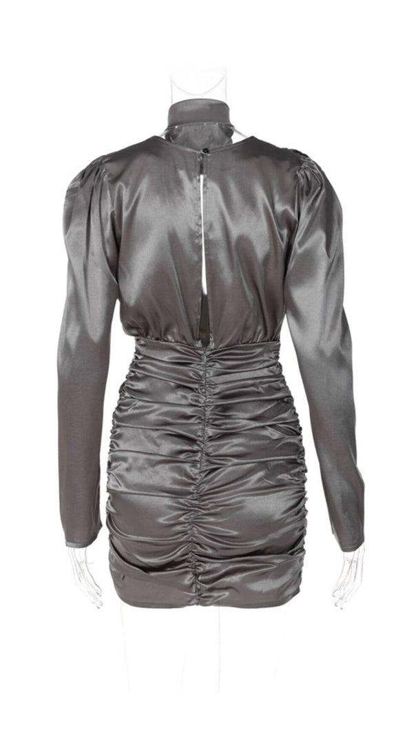 Sexy Slim Deep V Long Sleeves Silk Similar Mini Dress