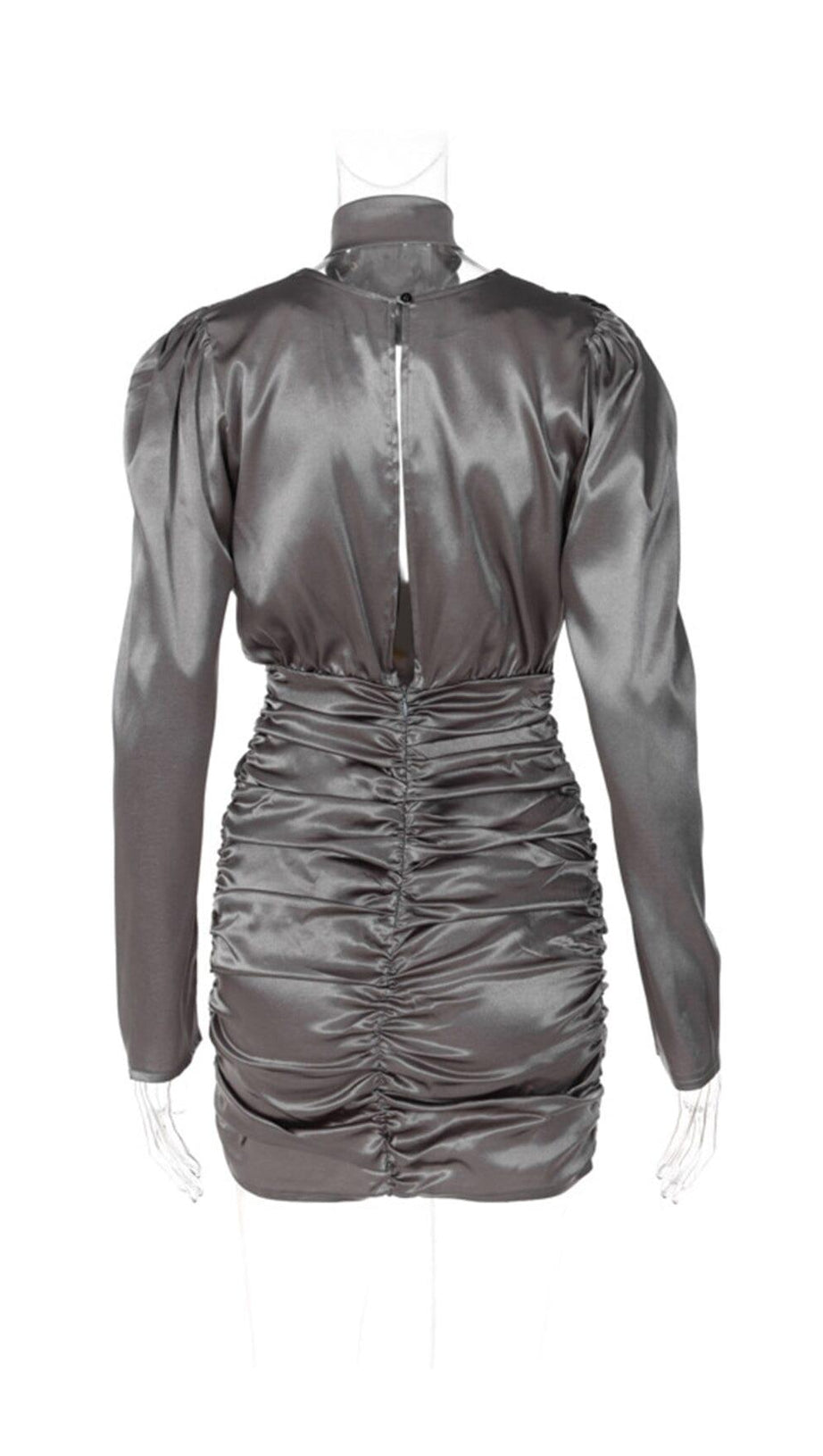 SEXY SLIM DEEP V LONG SLEEVES SILK SIMILAR MINI DRESS