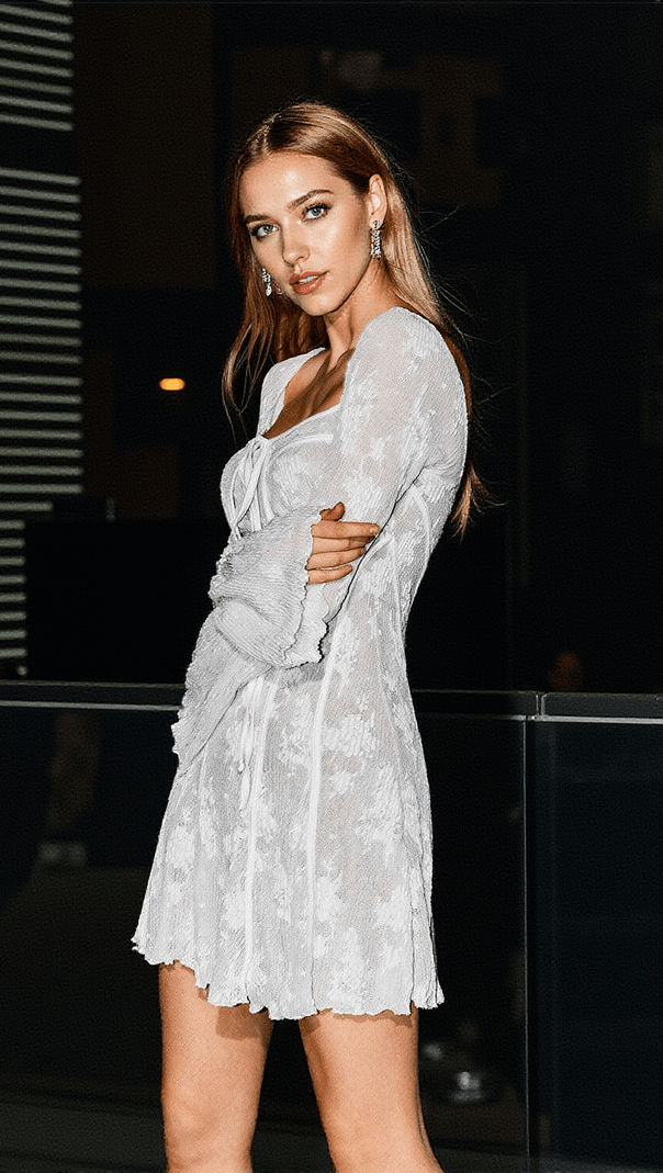 AIIZIE LOWELL SQUARE NECK FLORAL MINI DRESS IN WHITE - product image