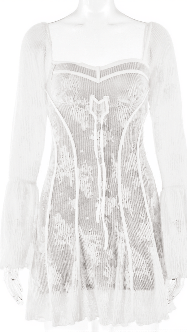 AIIZIE LOWELL SQUARE NECK FLORAL MINI DRESS IN WHITE - product image
