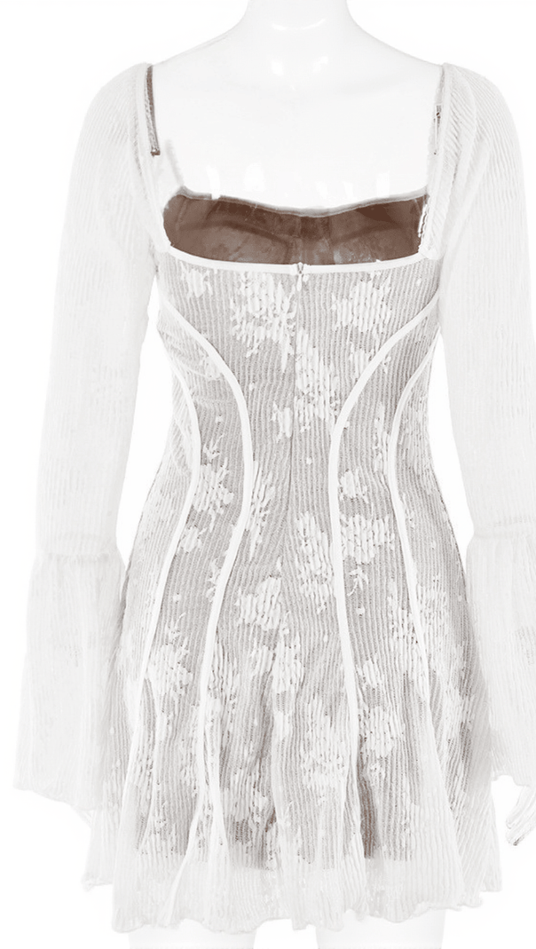 AIIZIE LOWELL SQUARE NECK FLORAL MINI DRESS IN WHITE - product image