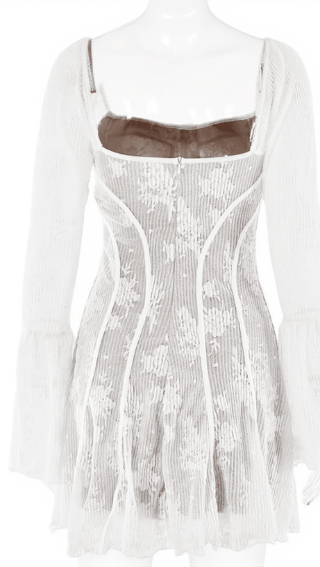 Lowell – Weißes Minikleid mit eckigem Ausschnitt und Blumenmuster