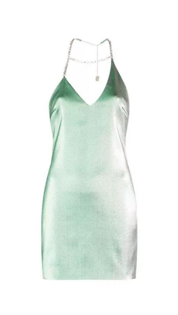 AIIZIE DIAMOND SUSPENDER DRESS IN MINT GREEN - product image