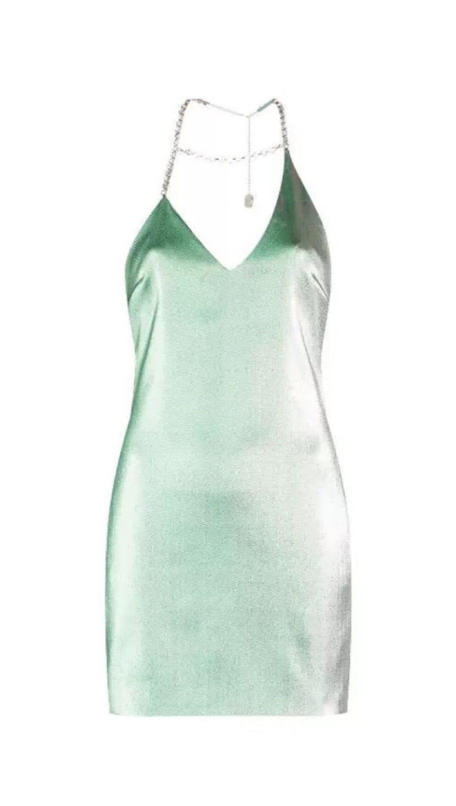 ABITO CON BRETELLE A DIAMANTI VERDE MENTA