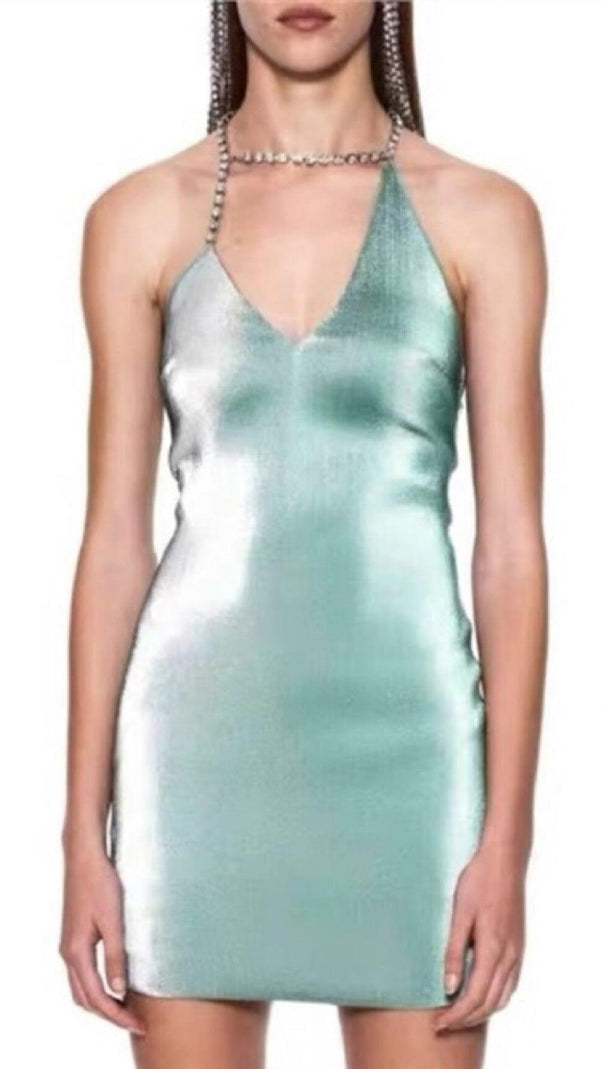 AIIZIE DIAMOND SUSPENDER DRESS IN MINT GREEN - product image
