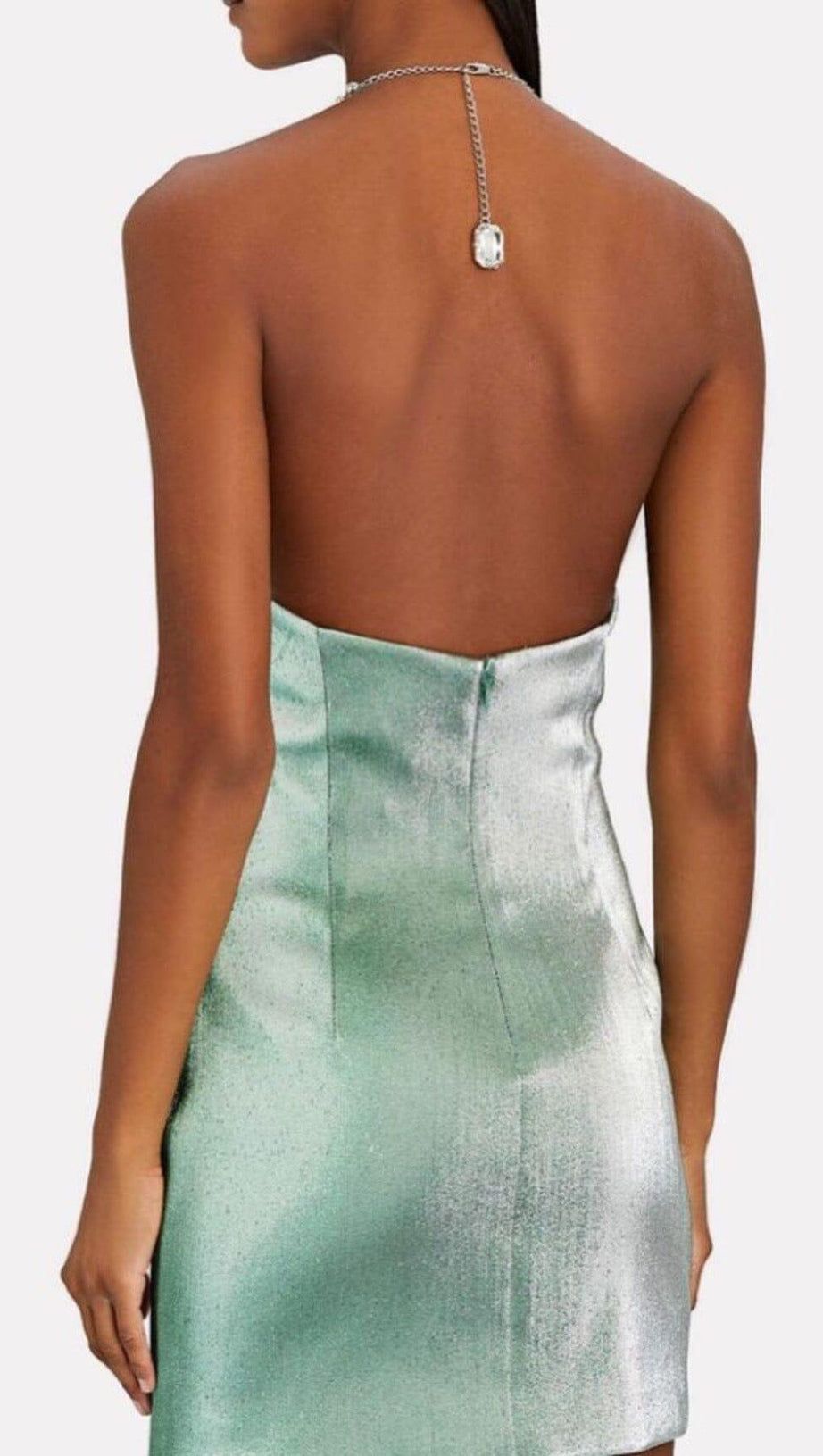 ABITO CON BRETELLE A DIAMANTI VERDE MENTA