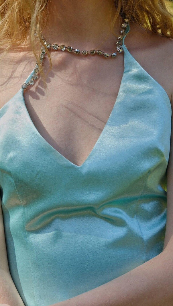 AIIZIE DIAMOND SUSPENDER DRESS IN MINT GREEN - product image