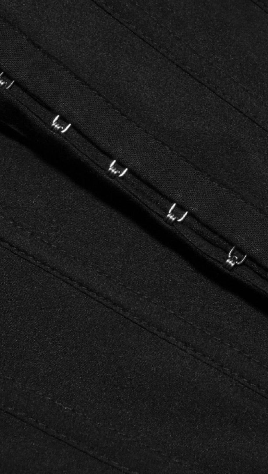 FISHBONE SUSPENDER MINI DRESS IN BLACK