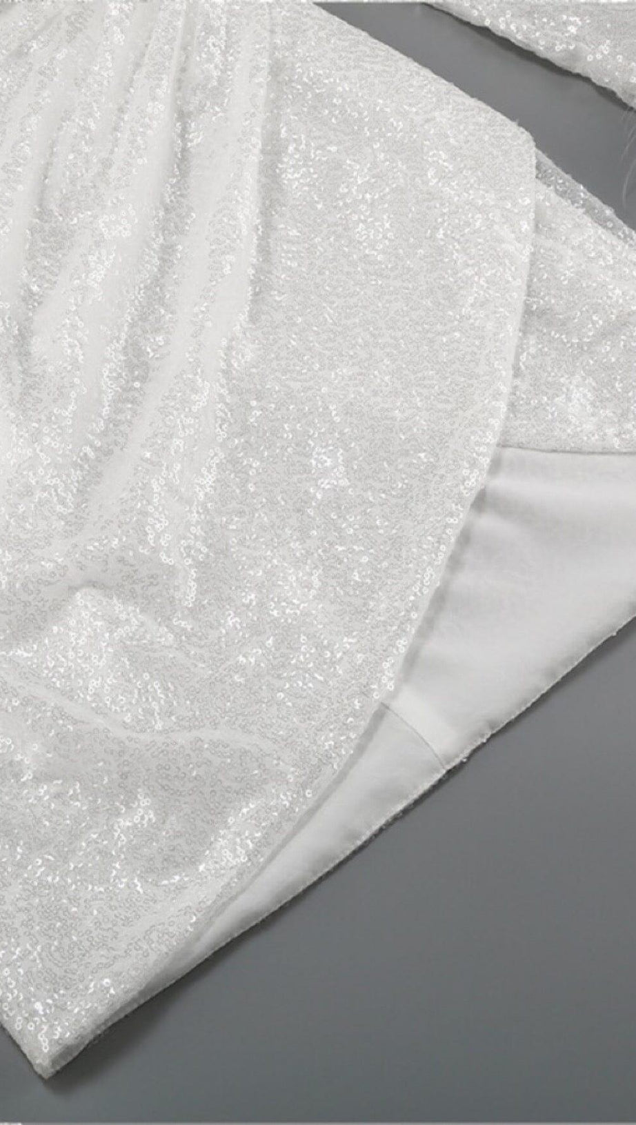 SEQUINED FEATHER MINI DRESS IN WHITE