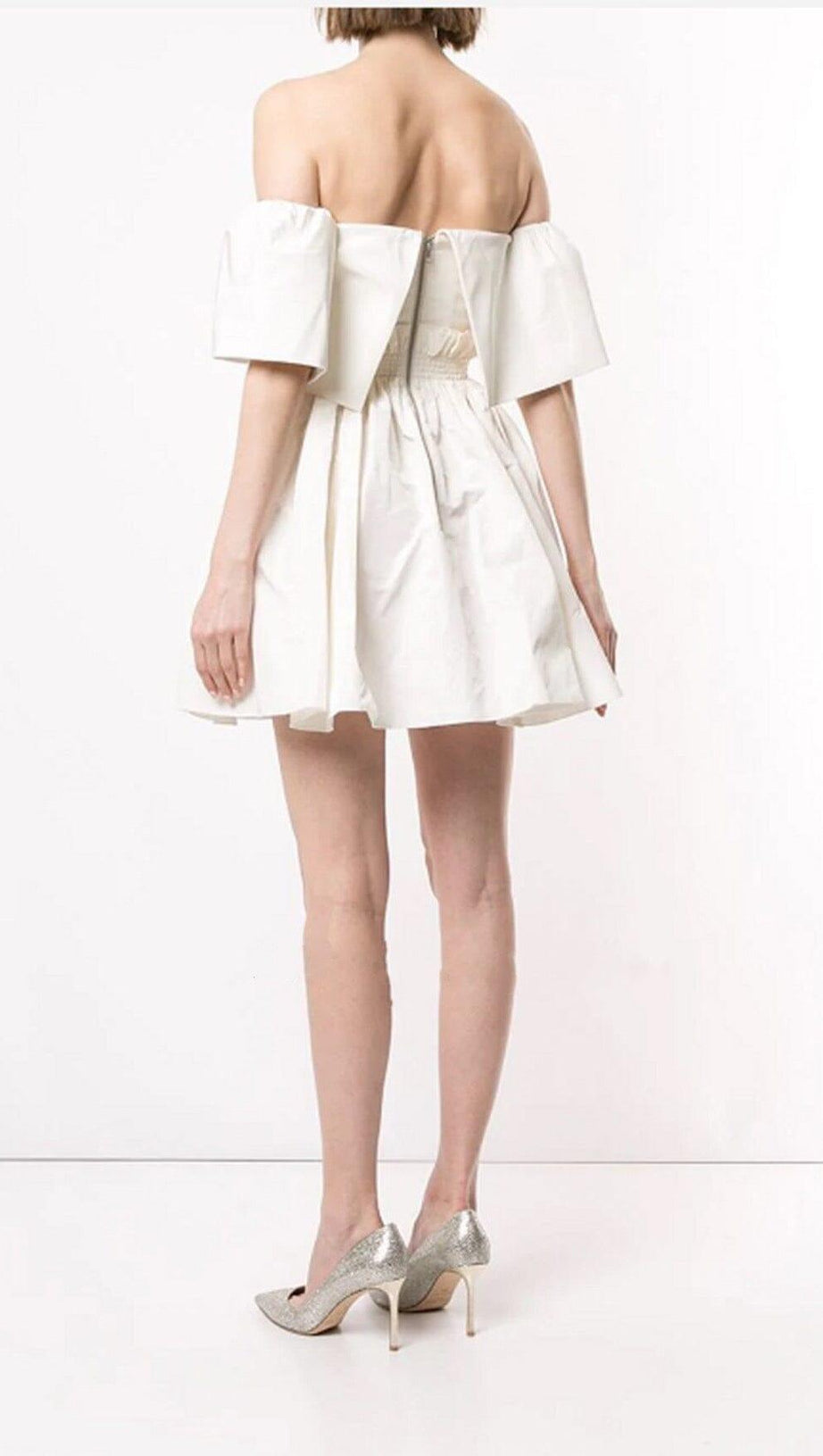 BANDEAU FLUFFY DRESS IN WHITE