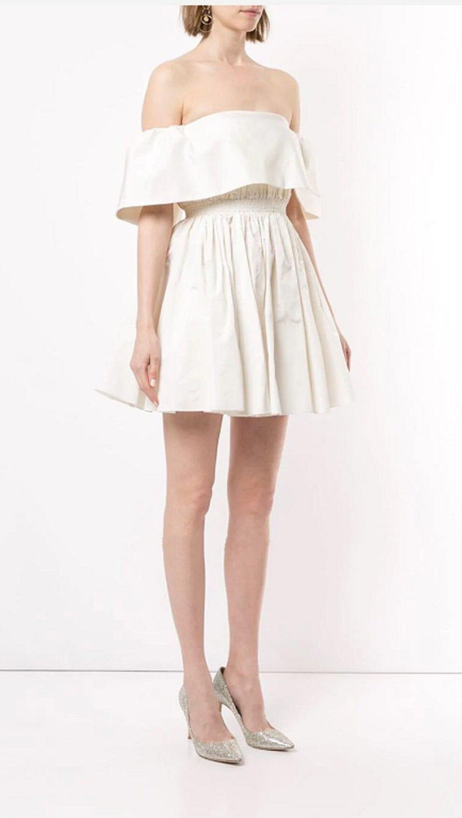 BANDEAU FLUFFY DRESS IN WHITE