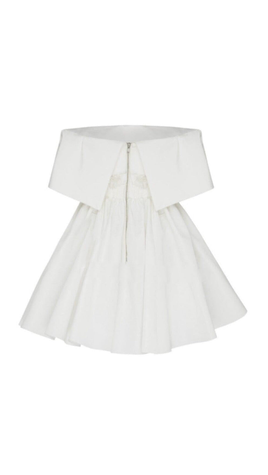 BANDEAU FLUFFY DRESS IN WHITE
