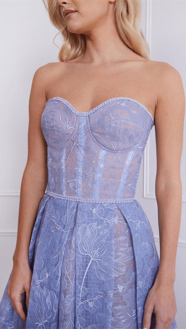 AIIZIE LACE BANDEAU MIDI DRESS IN BLUE - product image
