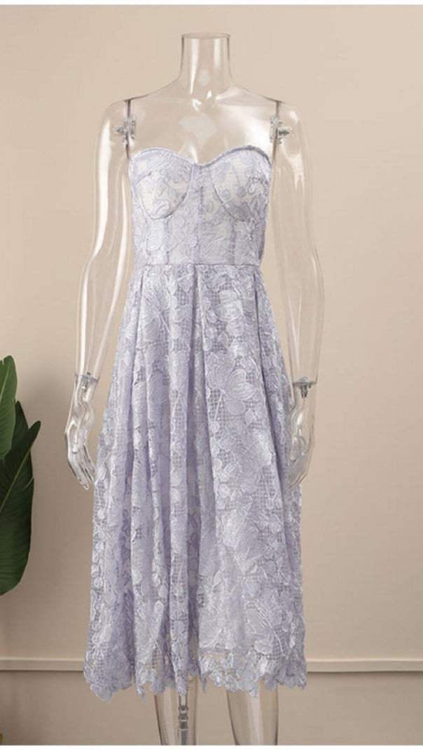 AIIZIE LACE BANDEAU MIDI DRESS IN BLUE - product image