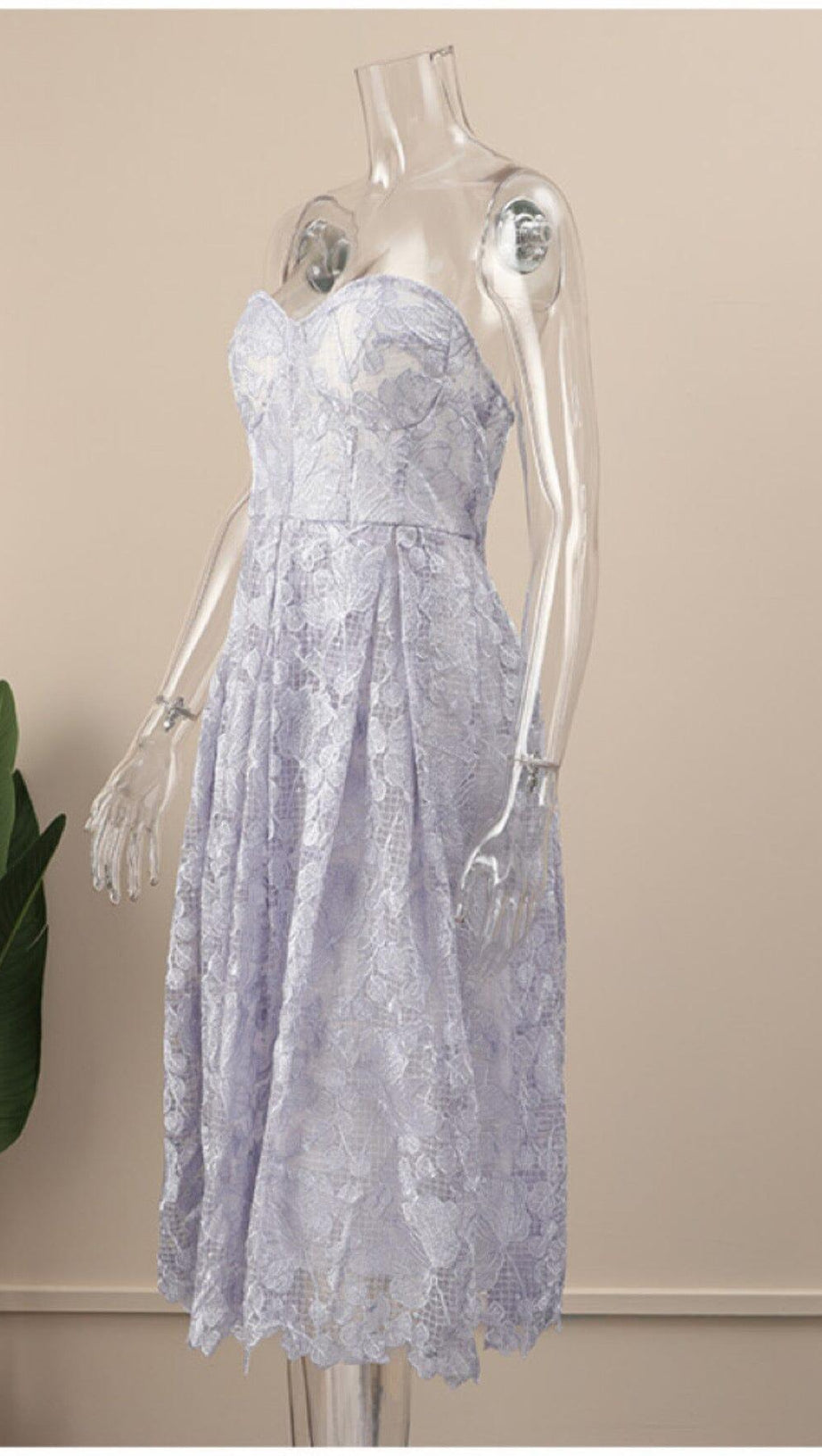 ABITO MIDI A FASCIA IN PIZZO BLU