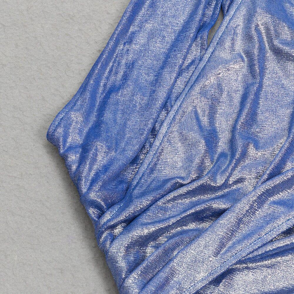 AIIZIE ONE SHOULDER CUT OUT SPLIT METALLIC DRESS - product image