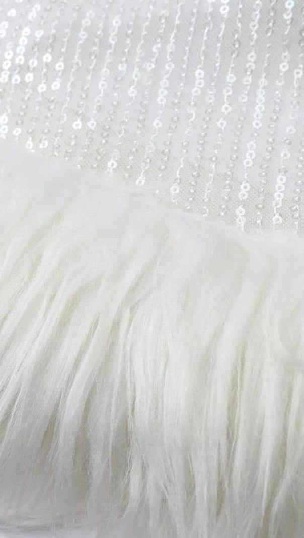 AIIZIE SEQUIN FEATHER SUSPENDER DRESS IN APRICOT - product image