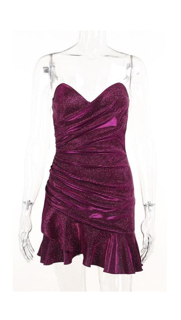 AIIZIE SHINY FISHTAIL MINI DRESS IN PURPLE - product image