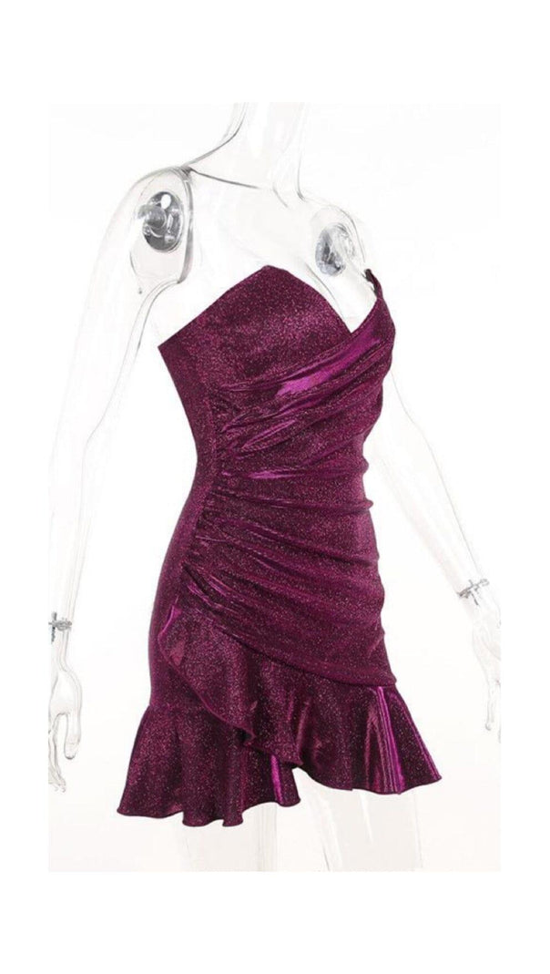AIIZIE SHINY FISHTAIL MINI DRESS IN PURPLE - product image