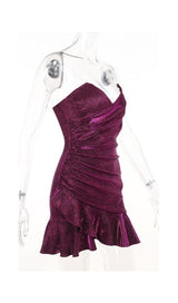 SHINY FISHTAIL MINI DRESS IN PURPLE