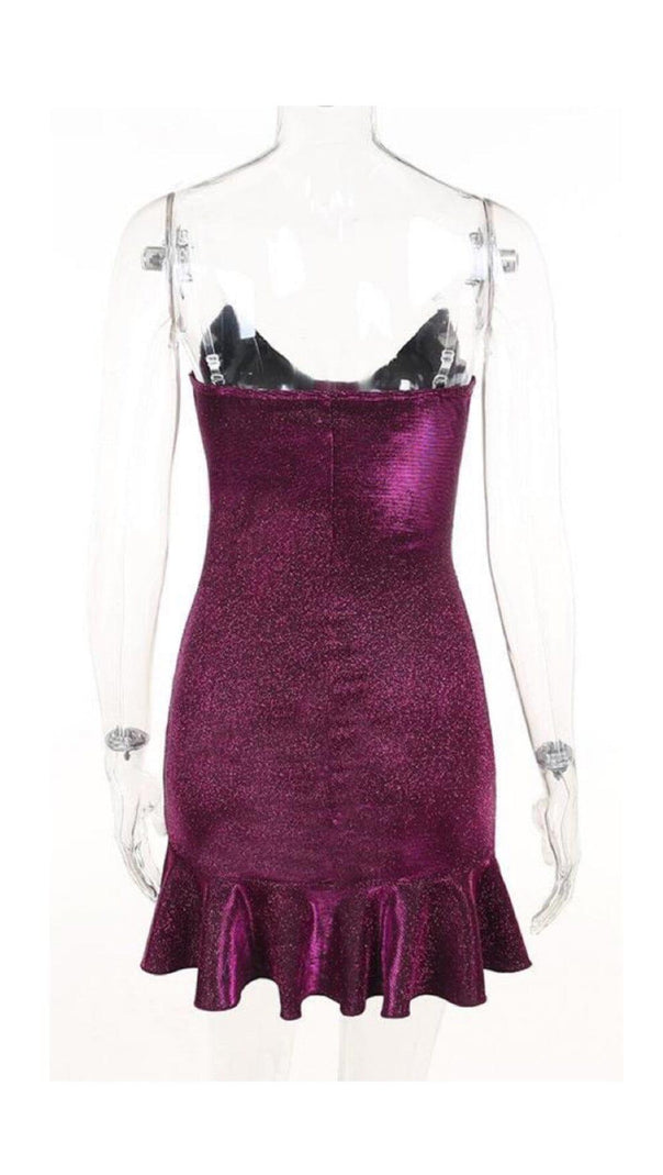 AIIZIE SHINY FISHTAIL MINI DRESS IN PURPLE - product image