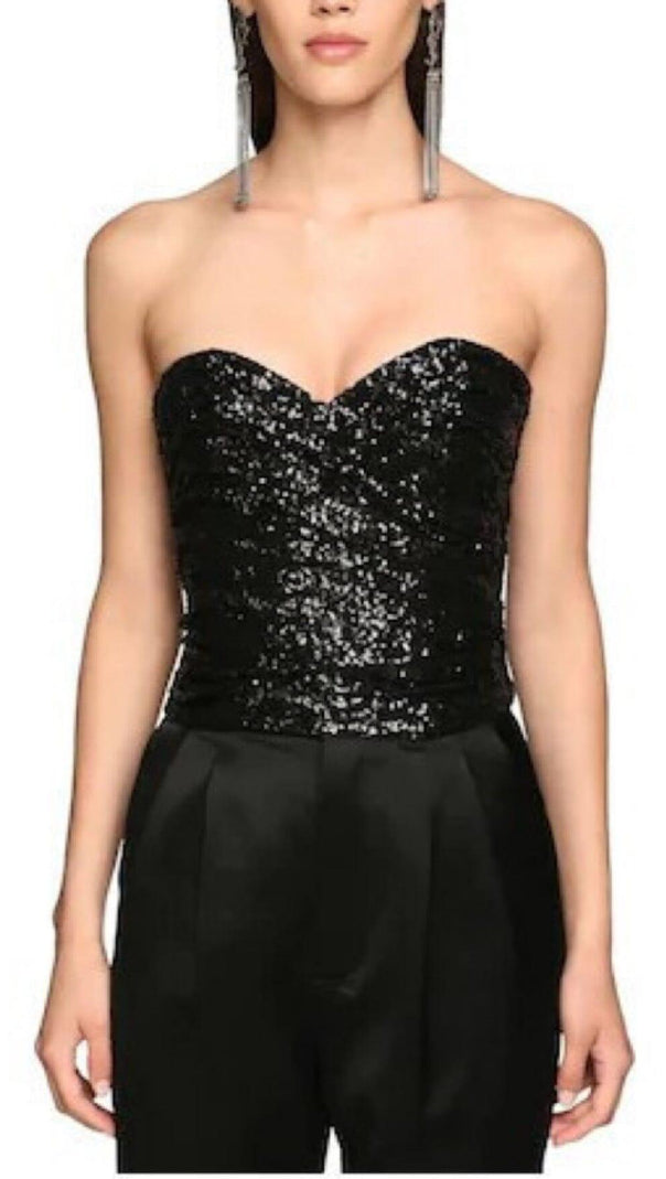 AIIZIE SEQUIN BRA TOP IN BLACK - product image