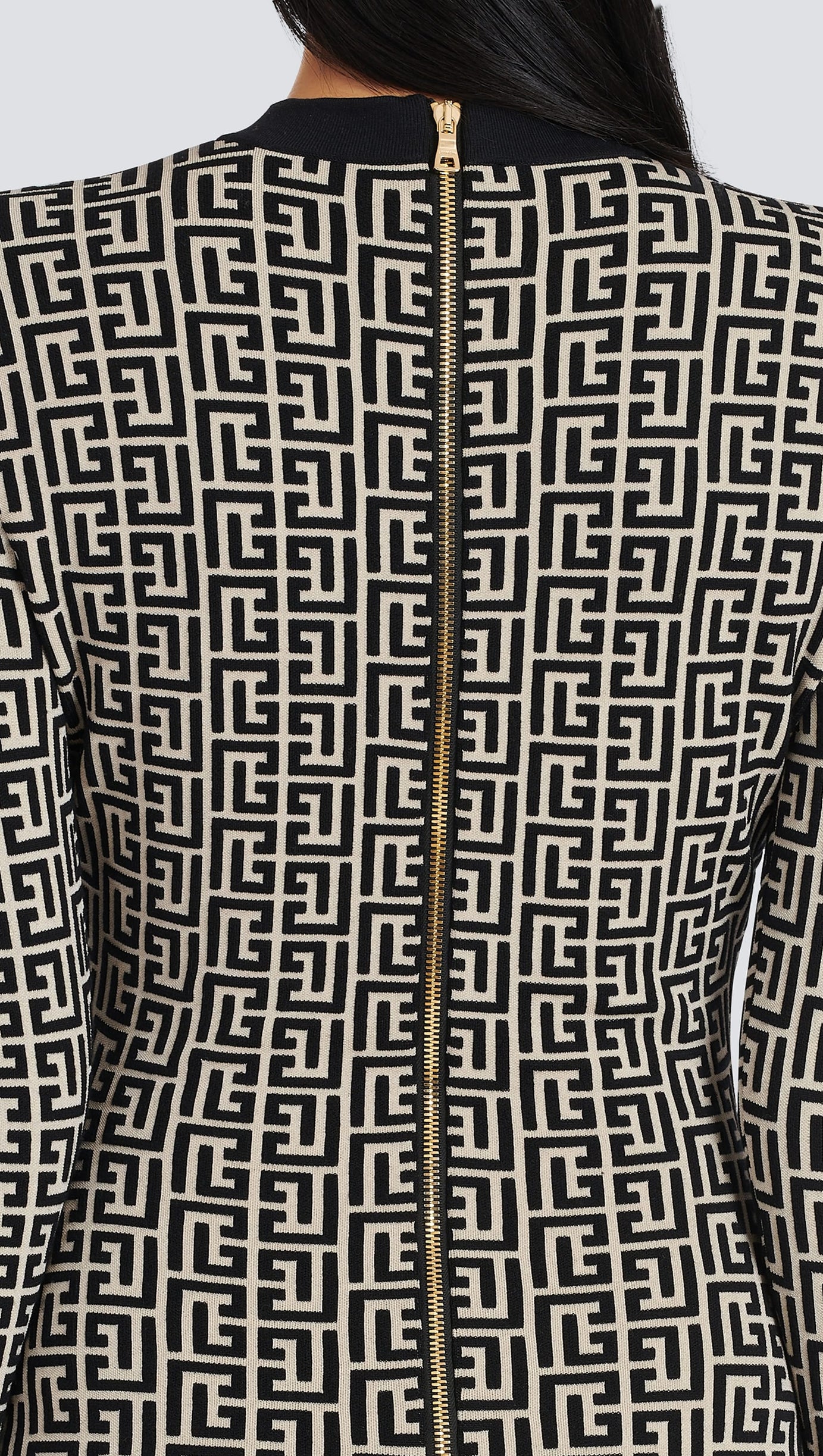 SHORT BICOLOR JACQUARD MINI DRESS WITH MONOGRAM