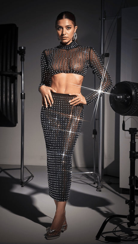 GONNA IN RETE SPACCATA CON DECORAZIONI KARTER