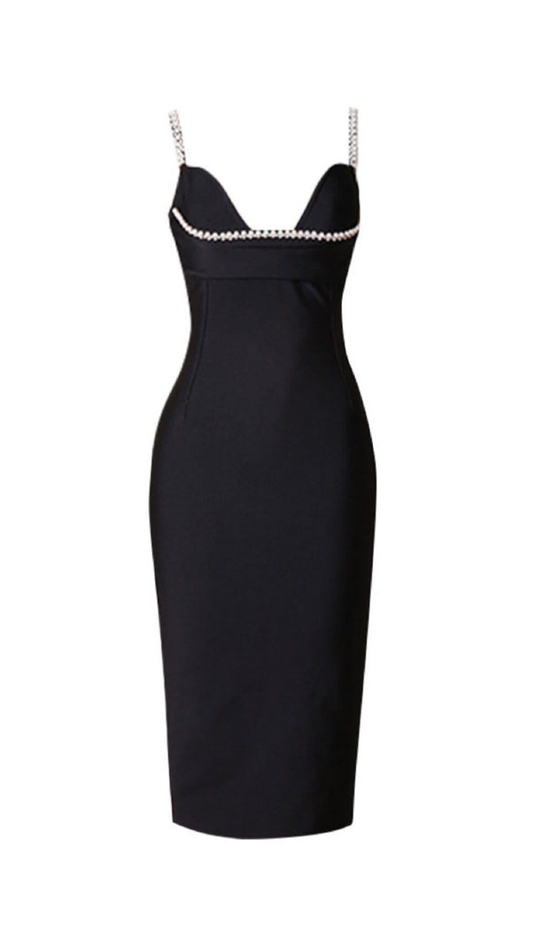 AIIZIE PEARL SLIM-FIT SUSPENDER DRESS IN BLACK - product image
