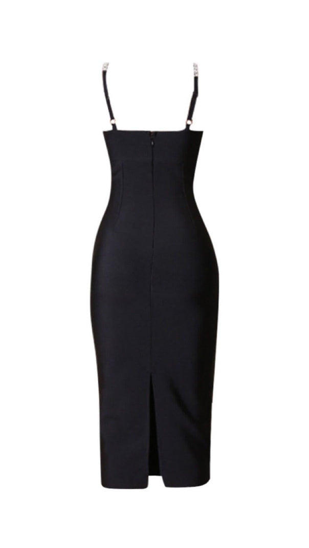 AIIZIE PEARL SLIM-FIT SUSPENDER DRESS IN BLACK - product image