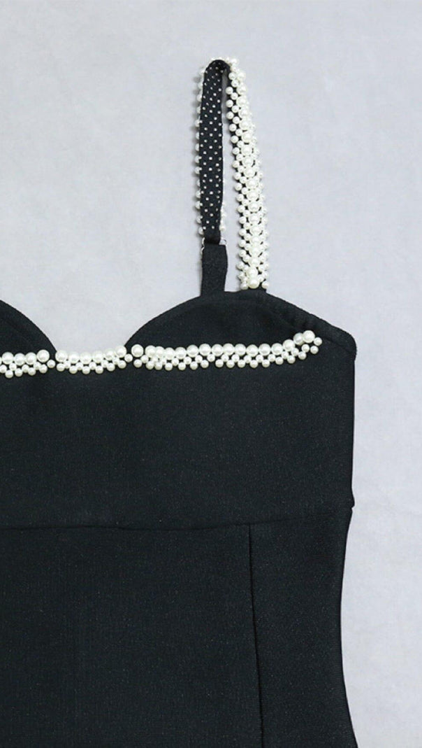 AIIZIE PEARL SLIM-FIT SUSPENDER DRESS IN BLACK - product image