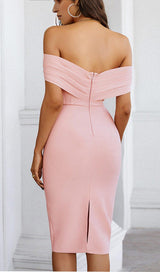 DEEP V SKINNY MIDI DRESS IN PINK